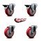 Service Caster 4'' Red Poly Wheel Swivel Bolt Hole Caster Set with 2 Posi Lock Brakes, 4PK SCC-BH20S414-PPUB-RED-PLB-2-S-2 - alternate 4